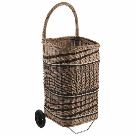 Chariot à Bûches En Osier Bicolore - 44 X 44 X 65 Cm -PEGANE- -chariot de jardin Soldes 2024 2990200 1