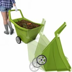 PROSPERPLAST Chariot De Jardin Sur Roues Capacité 95L Vert 79,9 X 59,3 X 72,4 Cm - Vert Olive -chariot de jardin Soldes 2024 30806722 5