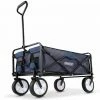 DEUBA Chariot De Jardin Pliable Chariot De Transport à Main Chariot A Main Charrette Remorque Max 70 Kg Bleu Foncé