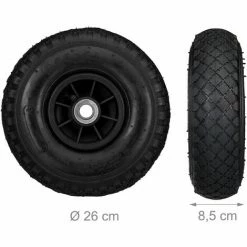 Relaxdays Roue De Diable Set De 2 Roues De Brouette, Roue De Rechange Axe,3.00-4 , Caoutchouc 260x85 Mm 80 Kg, Noir -chariot de jardin Soldes 2024 31795924 4