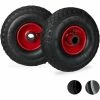 Relaxdays Roue De Brouette Caoutchouc 100 Kg, Lot De 2, Roue De Rechange, Pour Axe De 25 Mm, 3.00-4, Noir-rouge