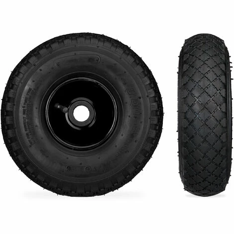 Relaxdays Roue De Brouette Caoutchouc 100 Kg, Lot De 2, Roue De Rechange, Pour Axe De 25 Mm, 3.00-4, Noir 2 Relaxdays Roue De Brouette Caoutchouc 100 Kg, Lot De 2, Roue De Rechange, Pour Axe De 25 Mm, 3.00-4, Noir – Image 2
