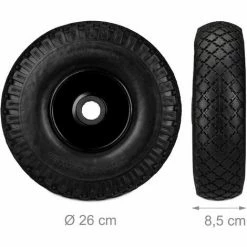 Relaxdays Roue De Brouette, Caoutchouc, 3.00-4", 2x Roue De Rechange, Pour Axe De 25 Mm, 260x85 Mm, Noir -chariot de jardin Soldes 2024 31796030 4