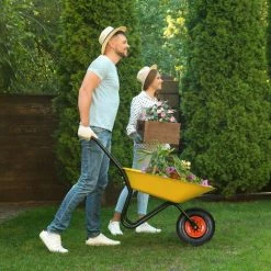 Relaxdays Roue De Brouette Caoutchouc 200 Kg, Roue De Rechange Axe, Caoutchouc Essieu 4.00-6, 3 Adaptateurs, Noir-rouge -chariot de jardin Soldes 2024 31798251 4