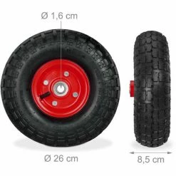 Relaxdays 2 Roues Pour Diable 4.1/3.5-4, De Rechange Avec Air, Axe De 136 Mm, Jusqu’à 136 Kg, Jantes Acier 260 X 85 Mm, -chariot de jardin Soldes 2024 31799248 5