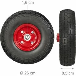 Relaxdays Roue De Diable Set De 2, Caoutchouc 260x85 Mm, Increvables, 16 Mm, 4.1/3.5-4 Essieu, Jusqu'à 150kg, Noir-rouge 9 Relaxdays Roue De Diable Set De 2, Caoutchouc 260x85 Mm, Increvables, 16 Mm, 4.1/3.5-4 Essieu, Jusqu'à 150kg, Noir-rouge -chariot de jardin Soldes 2024 31799300 5
