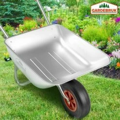 Gardebruk Brouette 80L 100kg Galvanisé Avec Poignées Pneumatiques Transport Jardin Valve Auto -chariot de jardin Soldes 2024 31832032 3