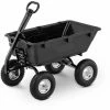 HILLVERT Chariot De Transport Jardin À Main Remorque Inclinable Basculant 550 Kg 150 L - Gris Foncé, Noir