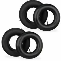 Relaxdays Roue De Brouette Avec Chambre à Air, Lot De 2 Pneus De Rechange 3.50-6, Pneumatiques, Jusqu’à 136 Kg, Noir