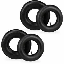 Relaxdays Roue De Brouette Avec Chambre à Air, Lot De 2 Pneus De Rechange 4.00-6, Pneumatiques, Jusqu’à 136 Kg, Noir