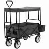 VidaXL Chariot à Main Pliable Avec Toit Acier Gris