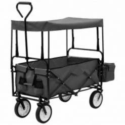 VidaXL Chariot à Main Pliable Avec Toit Acier Gris