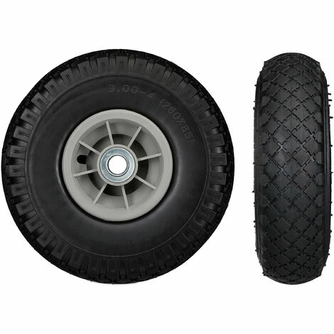 Relaxdays Roue De Diable, 2x Roue De Brouette Caoutchouc, 3.00-4", 260 X 85 Mm, Pour Axe De 20 Mm, Noir-gris 2 Relaxdays Roue De Diable, 2x Roue De Brouette Caoutchouc, 3.00-4", 260 X 85 Mm, Pour Axe De 20 Mm, Noir-gris – Image 2