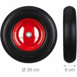 Relaxdays Roue De Brouette 4.80 4.00-8, Roue En Caoutchouc, Roue De Secours, Pneus De Diable 100 Kg Charge, Noir Rouge -chariot de jardin Soldes 2024 32470900 5