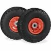 Relaxdays Roue De Diable Set De 2 En Caoutchouc 260x85, Roue En Caoutchouc,16 Mm, 4.1/3.5-4 Essieu 150 Kg,noir/ Rouge