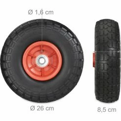 Relaxdays Roue De Diable Set De 2 En Caoutchouc 260x85, Roue En Caoutchouc,16 Mm, 4.1/3.5-4 Essieu 150 Kg,noir/ Rouge -chariot de jardin Soldes 2024 32471049 5