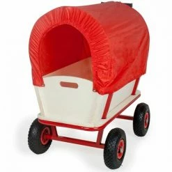 Varan Motors - TC1812M Chariot Wagon Pour Enfant, Chariot De Transport En Bois Avec Bâche, Charge 180Kg Max. - Rouge -chariot de jardin Soldes 2024 325026 4