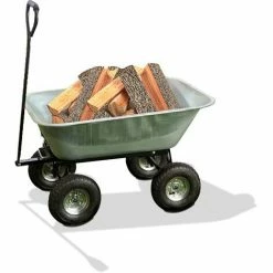 SOLDELA Chariot De Jardin à Main 75L Benne Basculante - Capacité De Charge Max 250Kg - 4 Roues Ø 260 Mm - Métal Galvanisé -chariot de jardin Soldes 2024 33217157 5