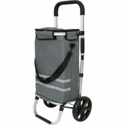 SKECTEN Caddie De Courses, Chariot De Courses, Pliable, Polyvalent, Sac Amovible, Roulettes, Solide, Gris