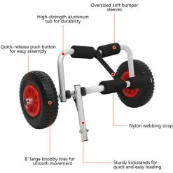 ASUPERMALL Chariot De Kayak Pliable Leger Portatif, Chariot De Remorque De Transport De Chariot De Chariot De Chariot, Roues Detachables -chariot de jardin Soldes 2024 34959597 5