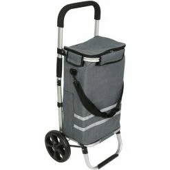 SIFREE 35L Chariot De Course - Poussette De Marché - Caddie à Roulettes - Cabas à Roues Pliable Avec Sac Isotherme Gris