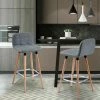 ORGANNICE Tabouret De Bar Lot De 2 Tabourets De Bar En PU Jambe En Bois Avec Dossier + Repose-pieds Chaise De Cuisine Chaise Haute Pour Le Petit D¨¦jeuner Gris - Gris