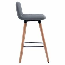 ORGANNICE Tabouret De Bar Lot De 2 Tabourets De Bar En PU Jambe En Bois Avec Dossier + Repose-pieds Chaise De Cuisine Chaise Haute Pour Le Petit D¨¦jeuner Gris - Gris -chariot de jardin Soldes 2024 38154610 4