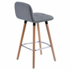 ORGANNICE Tabouret De Bar Lot De 2 Tabourets De Bar En PU Jambe En Bois Avec Dossier + Repose-pieds Chaise De Cuisine Chaise Haute Pour Le Petit D¨¦jeuner Gris - Gris -chariot de jardin Soldes 2024 38154610 5