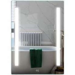 ORGANNICE Miroir Lumineux, Miroir De Salle De Bain, Miroir Mural Anti-buée Avec éclairage LED - Chrome -chariot de jardin Soldes 2024 38154629 3