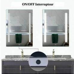 ORGANNICE Miroir Lumineux, Miroir De Salle De Bain, Miroir Mural Anti-buée Avec éclairage LED - Chrome -chariot de jardin Soldes 2024 38154629 4