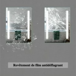 ORGANNICE Miroir Lumineux, Miroir De Salle De Bain, Miroir Mural Anti-buée Avec éclairage LED - Chrome -chariot de jardin Soldes 2024 38154629 5