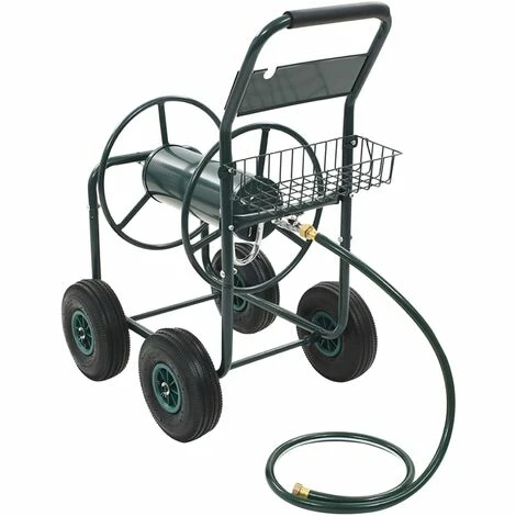 HAPPYSHOPPING Chariot Devidoir Avec Connecteur De Tuyau 1/2" 75 M Acier 3 HAPPYSHOPPING Chariot Devidoir Avec Connecteur De Tuyau 1/2" 75 M Acier – Image 3