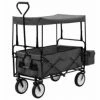 HAPPYSHOPPING Chariot A Main Pliable Avec Toit Acier Gris