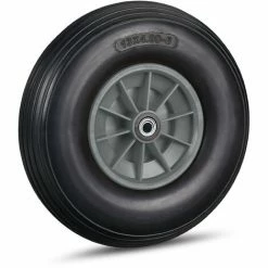 Relaxdays Roue De Brouette Caoutchouc 4.00-6, De Rechange Axe, Increvable, Essieu, 3 Adaptateurs, 100 Kg, Noir-gris