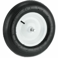 Relaxdays Roue De Brouette Avec Axe 4.80 4.00-8, Pneumatique, Pneu De Rechange, Charge Jusqu’à 120 Kg, Noir Et Blanc