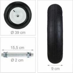 Relaxdays Roue De Brouette Avec Axe 4.80 4.00-8, Pneumatique, Pneu De Rechange, Charge Jusqu’à 120 Kg, Noir Et Blanc -chariot de jardin Soldes 2024 40116989 5