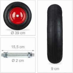 Relaxdays Roue De Brouette 4.80 4.00-8, Avec Air, Jante En Acier, Avec Axe, De Secours, Jusqu’à 120 Kg, Noir Et Rouge -chariot de jardin Soldes 2024 40254191 5