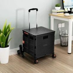 GOPLUS Chariot De Courses Pliable, Chariot Multifonctionnel, Chariot De Shopping Portable Avec 3 Hauteurs Réglables, Poussette De Marché Pour Monter L’Escalier (Noir) -chariot de jardin Soldes 2024 42541978 4