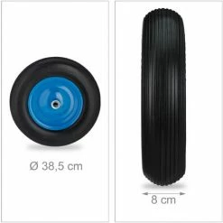 Relaxdays Roue De Brouette 4.80 4.00-8 Rechange, Pneu Caoutchouc Plein, Jante Acier, Charge 120 Kg, Noir/bleu -chariot de jardin Soldes 2024 43909535 5