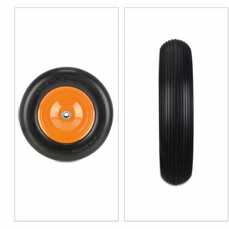 Relaxdays Roue Brouette 4.80 4.00-8 Pneu Rechange Caoutchouc Increvable Jante Acier, Charge 120 Kg, Noir/orange 2 Relaxdays Roue Brouette 4.80 4.00-8 Pneu Rechange Caoutchouc Increvable Jante Acier, Charge 120 Kg, Noir/orange – Image 2
