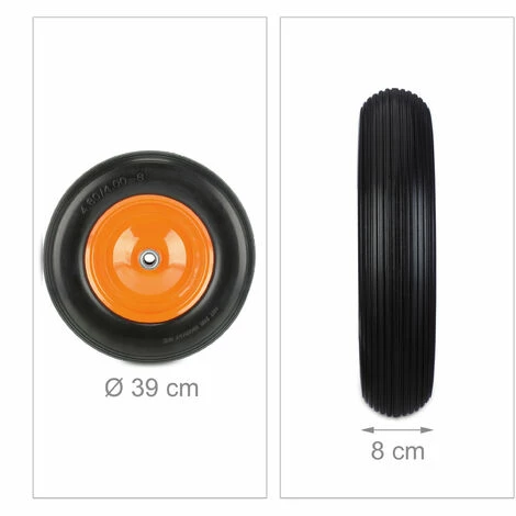 Relaxdays Roue Brouette 4.80 4.00-8 Pneu Rechange Caoutchouc Increvable Jante Acier, Charge 120 Kg, Noir/orange 5 Relaxdays Roue Brouette 4.80 4.00-8 Pneu Rechange Caoutchouc Increvable Jante Acier, Charge 120 Kg, Noir/orange – Image 5