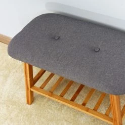 ORGANNICE Banc De Rangement En Bambou Du Salon étagère à Chaussures D'entrée - Brun -chariot de jardin Soldes 2024 44088078 4