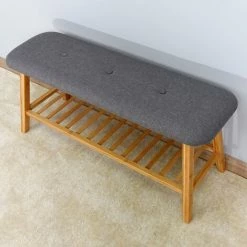 ORGANNICE Banc En Bambou De Salon Zone D'entrée étagère à Chaussures - Brun -chariot de jardin Soldes 2024 44089587 3