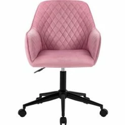 ORGANNICE Chaise De Bureau Ergonomique En Velours Chaise De Bureau Chaise D'ordinateur Chaise De Travail Chaise Pivotante Avec Bras Hauteur Réglable Pour La Maison Et Le Bureau 1 Pièce, Rose / - Rose