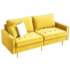 ORGANNICE Canapé Moderne En Tissu Velours 180cm - Jaune - Jaune -chariot de jardin Soldes 2024 44089811 3