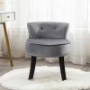 ORGANNICE Chaise De Chambre à Coucher En Velours Avec Pieds En Chêne,chaise De Coiffeuse En Tissu - Gris