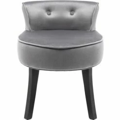 ORGANNICE Chaise De Chambre à Coucher En Velours Avec Pieds En Chêne,chaise De Coiffeuse En Tissu - Gris -chariot de jardin Soldes 2024 44090205 3