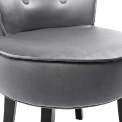 ORGANNICE Chaise De Chambre à Coucher En Velours Avec Pieds En Chêne,chaise De Coiffeuse En Tissu - Gris -chariot de jardin Soldes 2024 44090205 4
