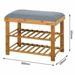 ORGANNICE Zone D'entrée Banc En Bambou De 3 étages étagère à Chaussures De Salon - Brun