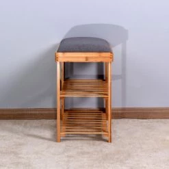 ORGANNICE Zone D'entrée Banc En Bambou De 3 étages étagère à Chaussures De Salon - Brun -chariot de jardin Soldes 2024 44090244 3